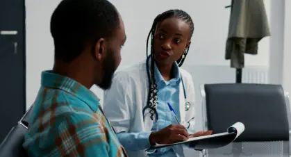 a doctor and an man having a conversation