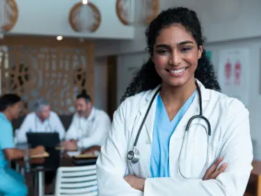 Female medical staff smiling