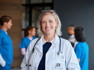 a female doctor smiling