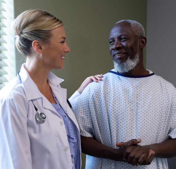 female doctor and male patient